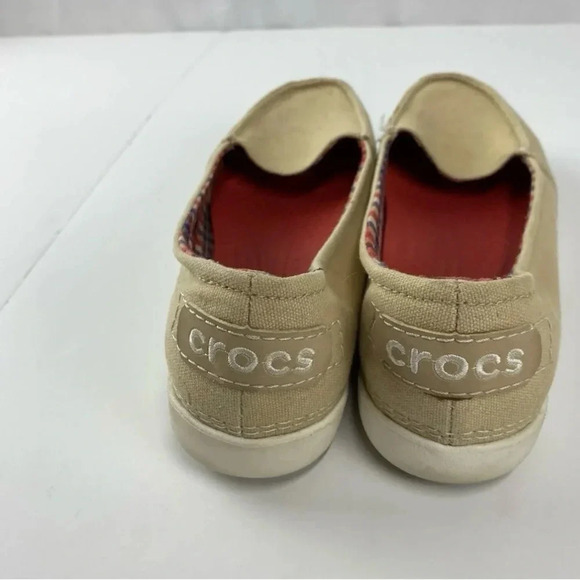 CROCS Melbourne II Short Vamp Flats Loafers Slip-on Shoes Size W9 Tan Beige - Picture 5 of 7